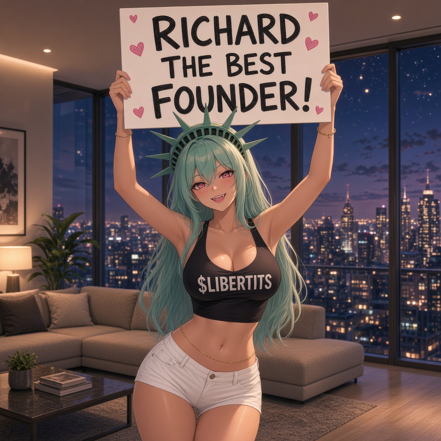 Libertits holding Richard the best founder sign
